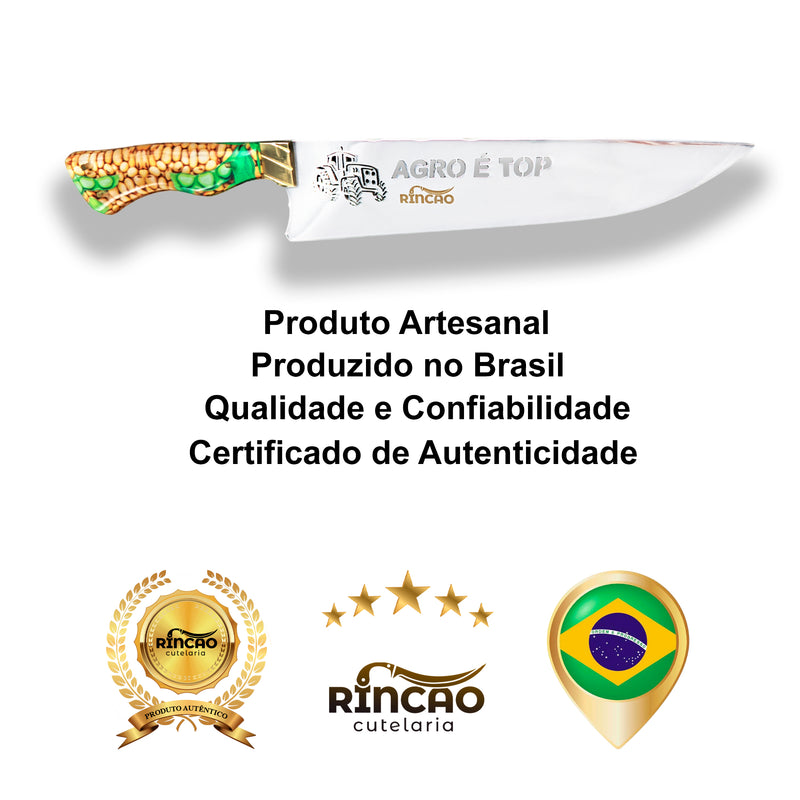 FACA PICANHEIRA AGRO É TOP 10" EM AÇO INOX 420C CABO ACRÍLICO