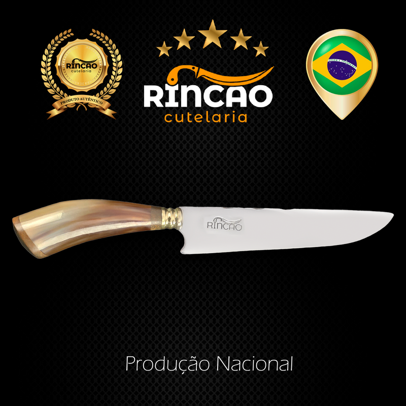 Faca Churrasco 8'' Rincão Aço Inox 420c Chifre Bovino