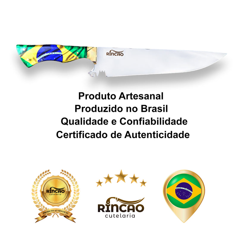 Kit Combo Faca Picanheira Churrasco 10pol + Strop Couro