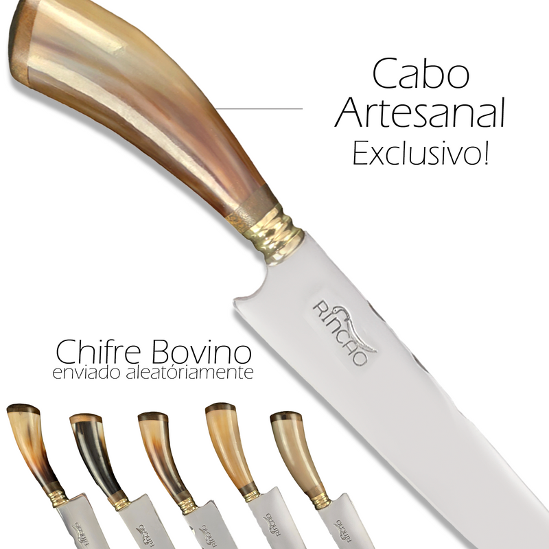 Faca Churrasco 8'' Rincão Aço Inox 420c Chifre Bovino