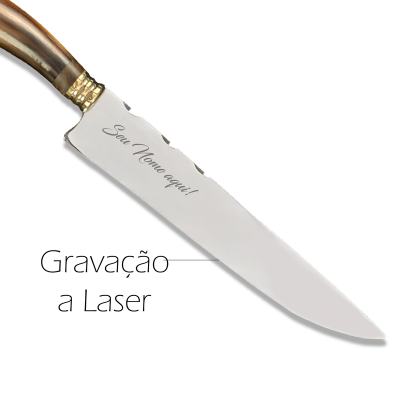 Faca Churrasco 8'' Rincão Aço Inox 420c Chifre Bovino