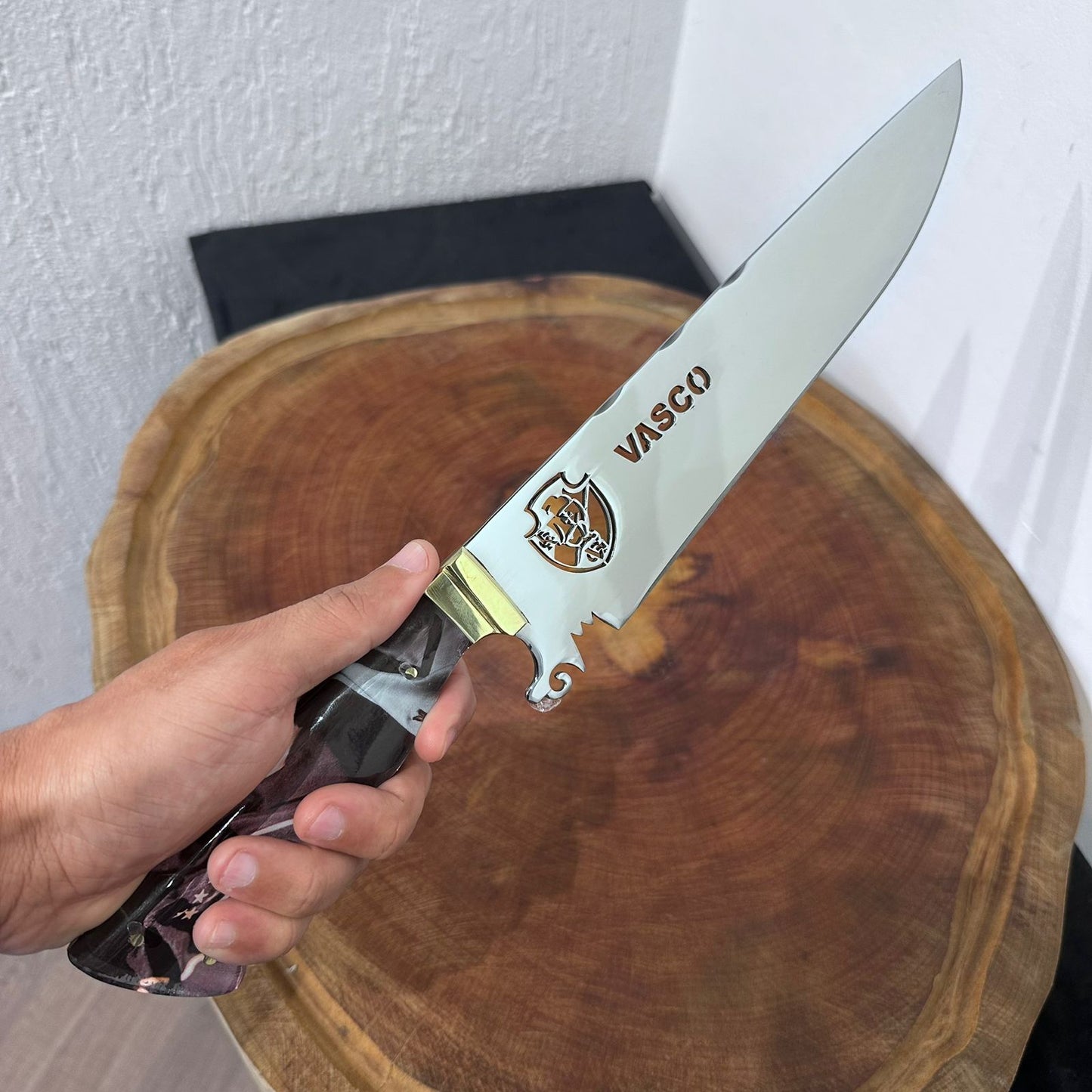 Faca de Churrasco Vasco Time de Futebol Lâmina vazada Inox