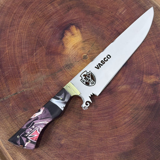Faca de Churrasco Vasco Time de Futebol Lâmina vazada Inox