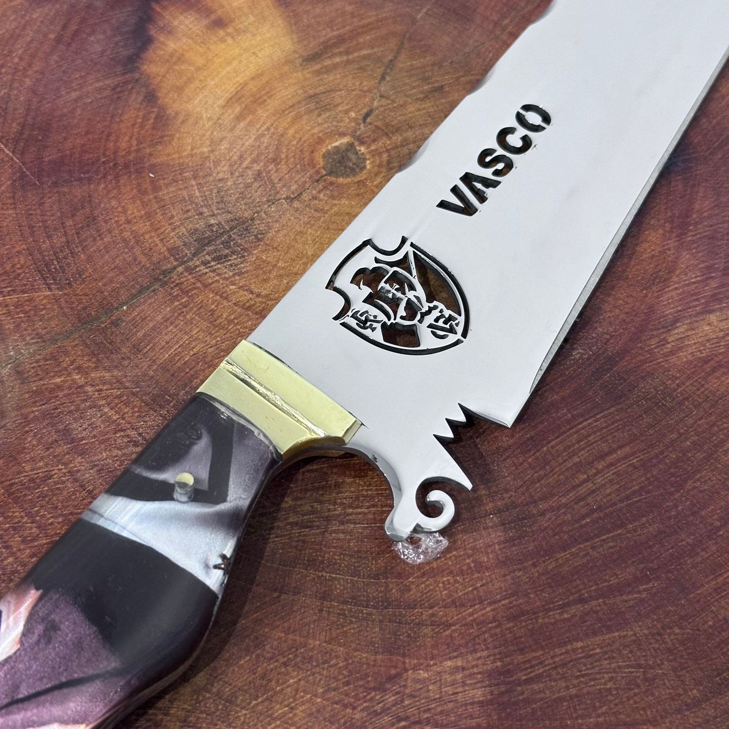 Faca de Churrasco Vasco Time de Futebol Lâmina vazada Inox