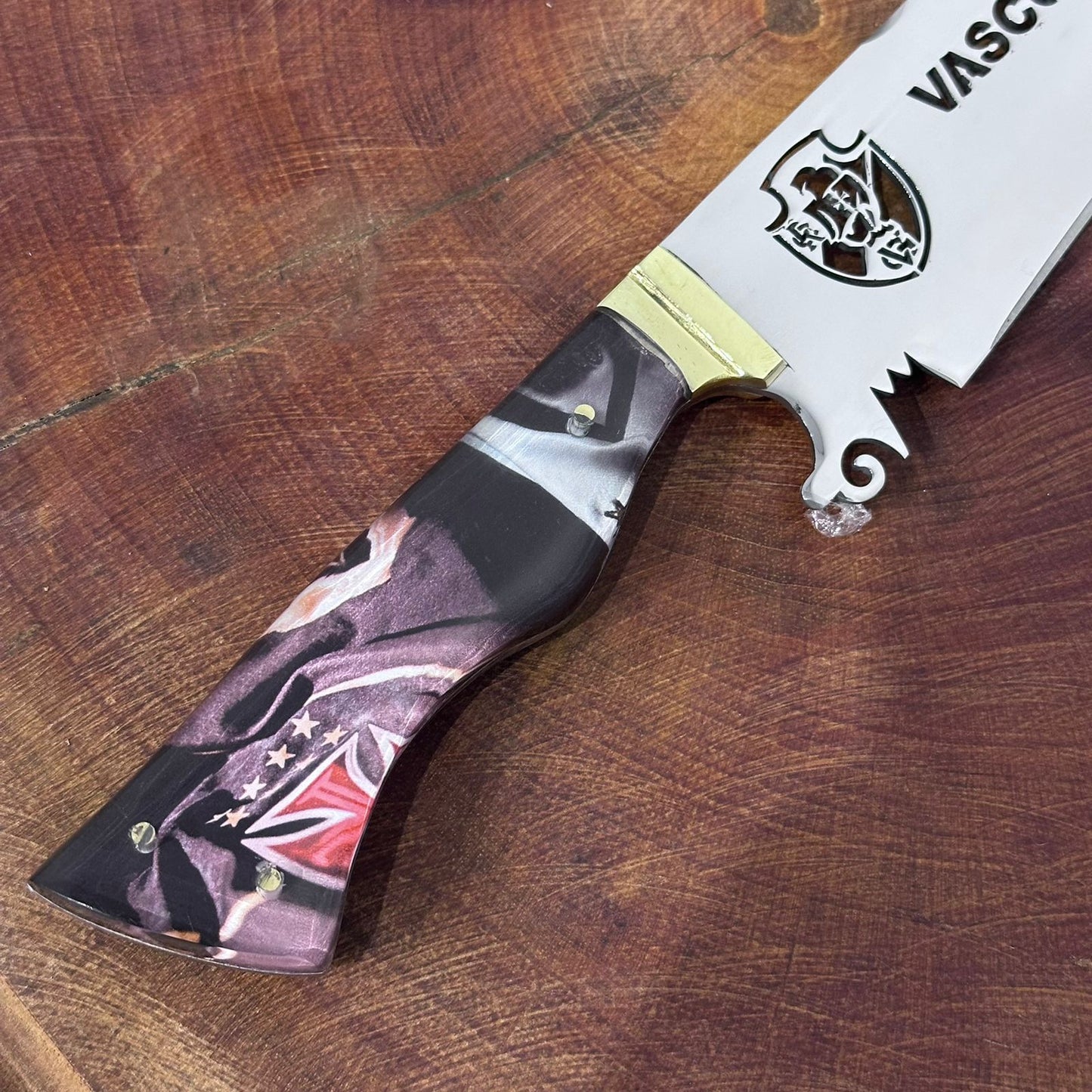 Faca de Churrasco Vasco Time de Futebol Lâmina vazada Inox