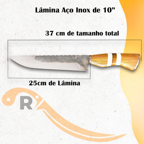 Faca Artesanal Churrasco 10pol Afiada Aço Carbon Promocional