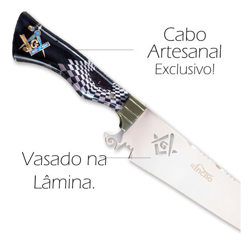 Faca Artesanal Churrasco 10pol Aço Inox Maçom