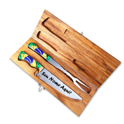 Kit Exclusivo Combo Artesanal Picanheira E Garfo Aço Inox