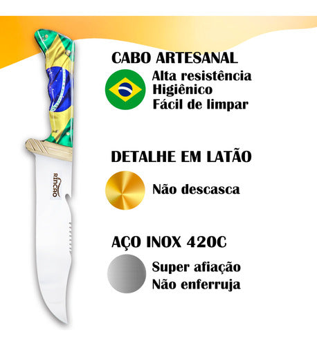 Faca Bowie 10'' Aço Inox Camping Caça Bruta