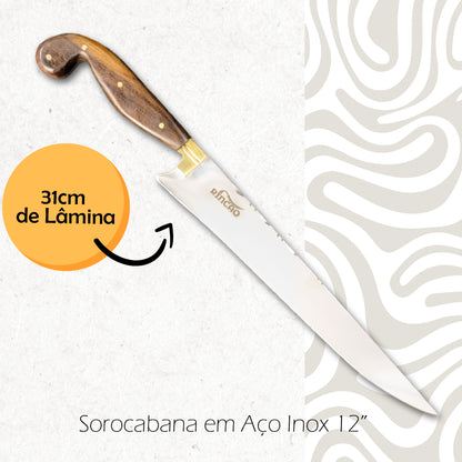 Faca Sorocabana 12pol Aço Inox 420c Cabo Madeira
