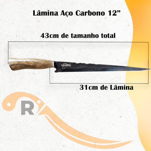 Faca Javalizeira Sangradeira 12pol Carbono 1070 Madeira