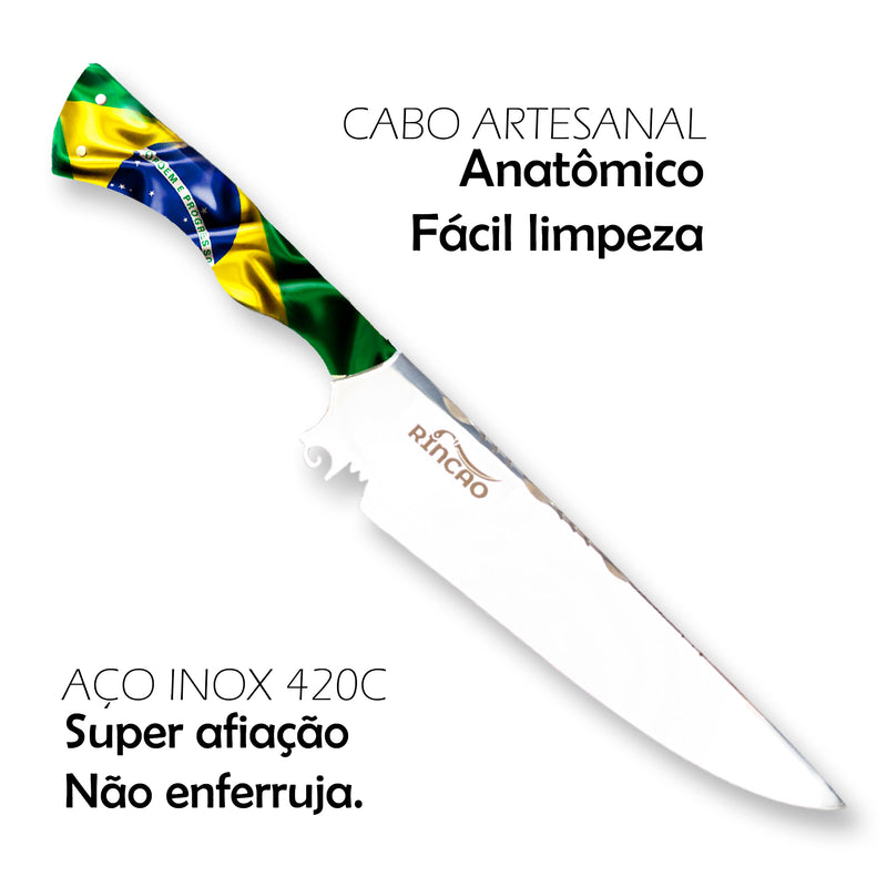 Faca Artesanal Churrasco 8 Pol Inox 420c Picanheira