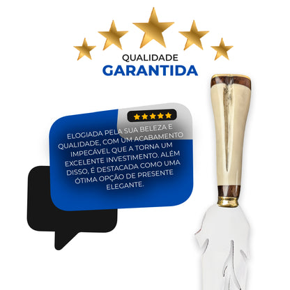 Picanheira Folha 10pol Inox Cabo Osso Bovino Personalizada