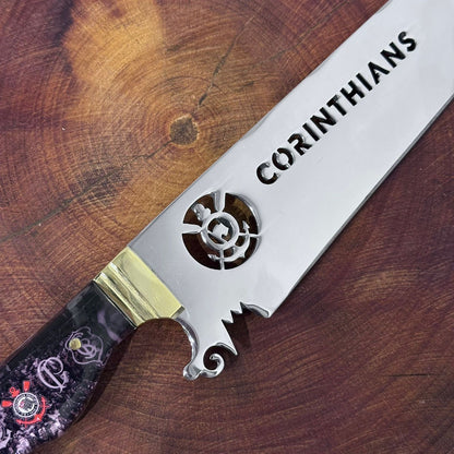 Faca de Churrasco Corinthians Time de Futebol Inox Lâmina Vazada