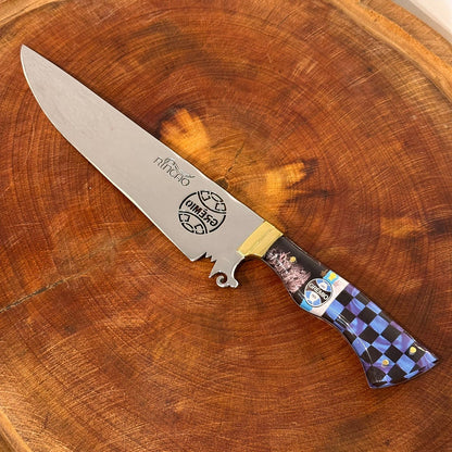 Faca Churrasco Artesanal Grêmio Time de Futebol Lâmina Vazada Inox