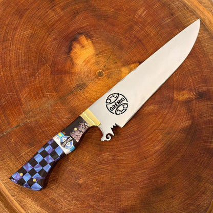 Faca Churrasco Artesanal Grêmio Time de Futebol Lâmina Vazada Inox