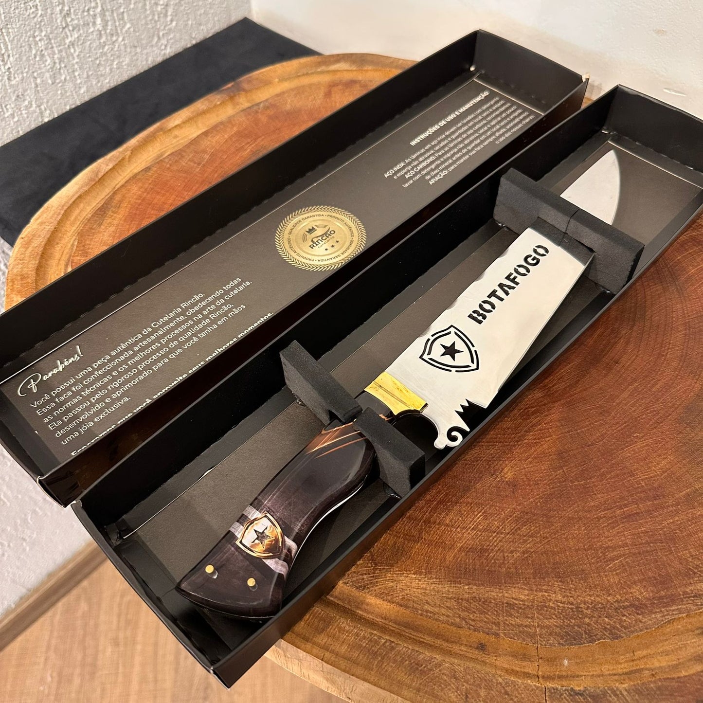 Faca de Churrasco Botafogo Time de Futebol Lâmina Vazada Inox