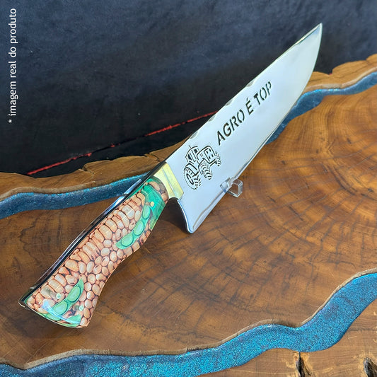 Faca Artesanal 10pol Aço Inox Agro é Top Soja - Cabo Acrílico