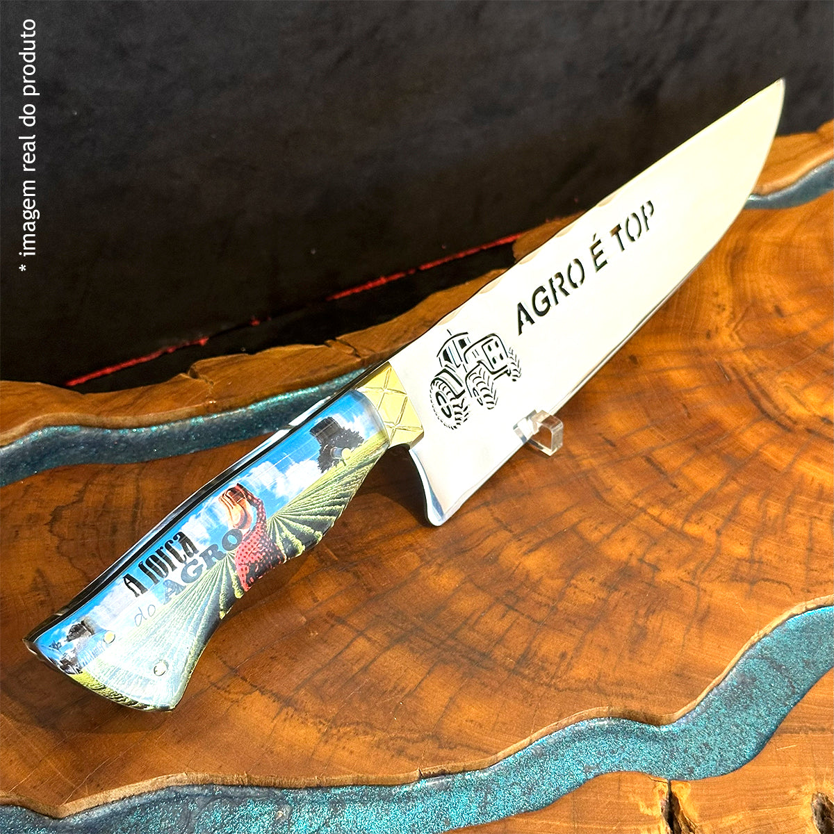 Faca Churrasco 10pol Aço Inox Agro é Top Campo - Cabo Acrílico