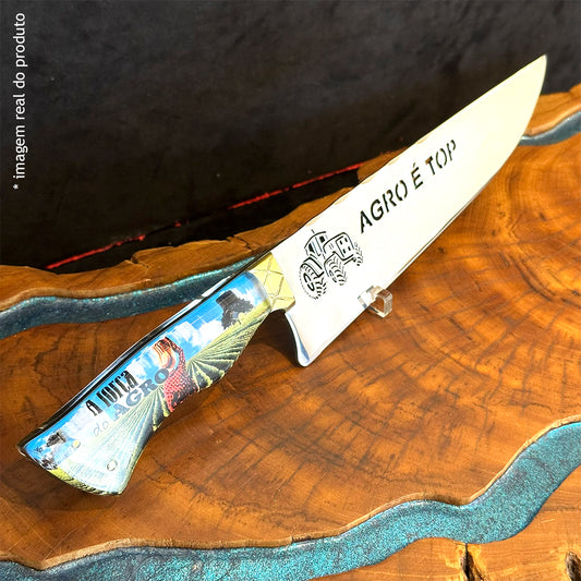 Faca Artesanal 10pol Aço Inox Agro é Top Campo - Cabo Acrílico