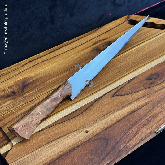 Faca Artesanal Javalizeira 12pol Aço Inox - Cabo Madeira Nobre