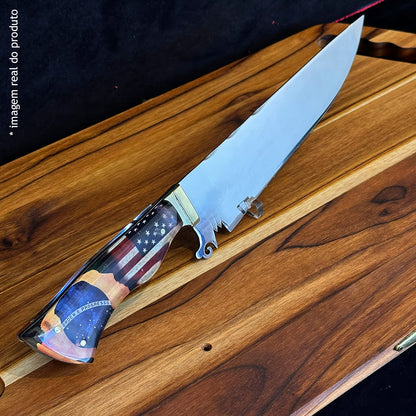 Faca Churrasco 10pol Aço Inox Brasil x Estados Unidos - Cabo Acrílico
