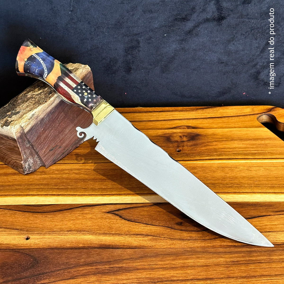 Faca Churrasco 10pol Aço Inox Brasil x Estados Unidos - Cabo Acrílico