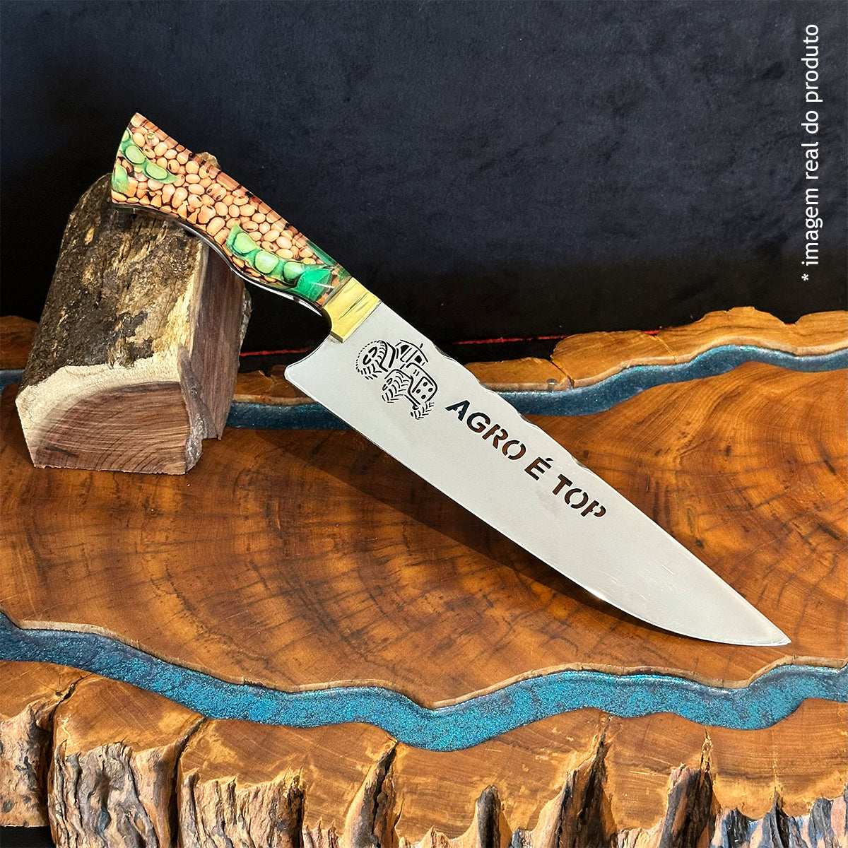 Faca Churrasco 10pol Aço Inox Agro é Top Soja - Cabo Acrílico