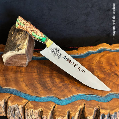 Faca Churrasco 10pol Aço Inox Agro é Top Soja - Cabo Acrílico