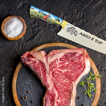 Faca Churrasco 10pol Aço Inox Agro é Top Campo - Cabo Acrílico