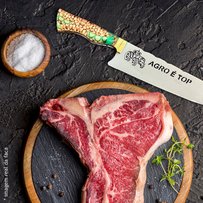 Faca Churrasco 10pol Aço Inox Agro é Top Soja - Cabo Acrílico