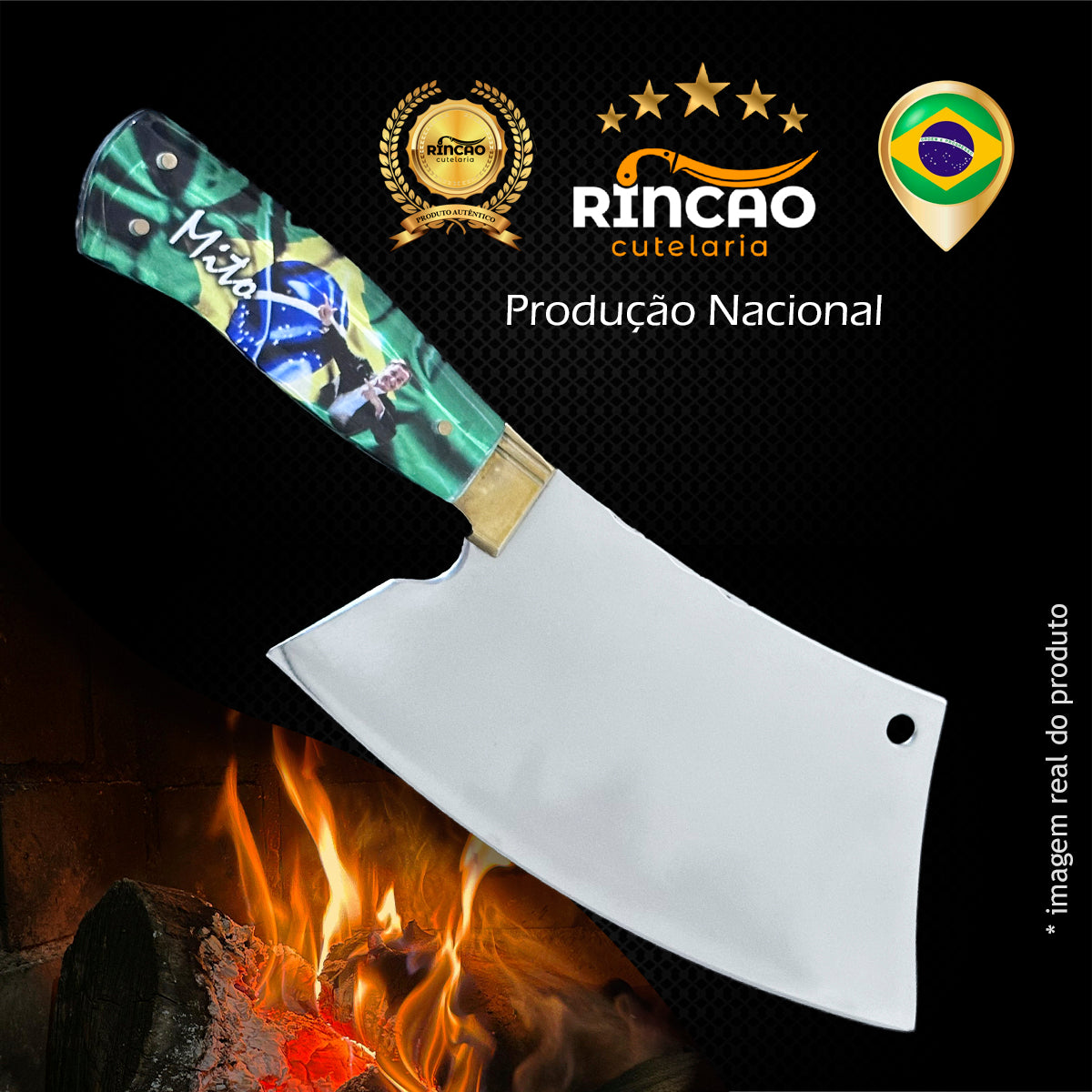 Cutelo Mito Bolsonaro Artesanal Churrasco 8 Polegadas Cabo Acrílico