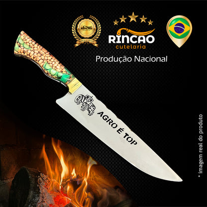 Faca Churrasco 10pol Aço Inox Agro é Top Soja - Cabo Acrílico
