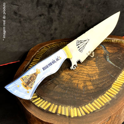 Faca Churrasco 10pol Aço Inox Nossa Senhora - Cabo Acrílico