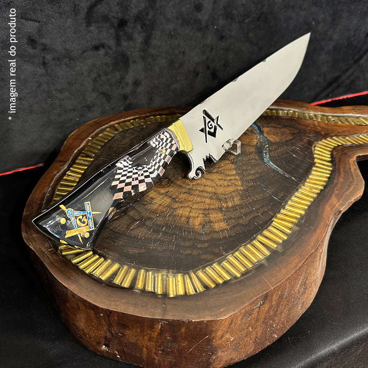 Faca Churrasco 10pol Aço Inox Maçom - Cabo Acrílico