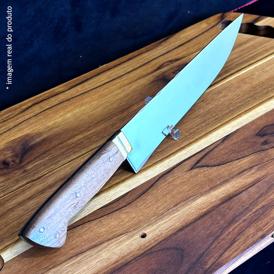 Faca Artesanal 10pol Aço Inox - Cabo Madeira Nobre