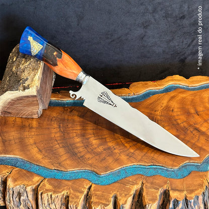 Faca Artesanal 10pol Aço Inox Nossa Senhora Híbrida