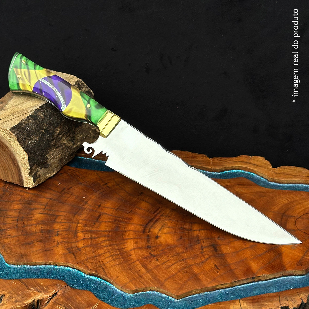 Faca Artesanal 10pol Aço Inox Brasil - Cabo Acrílico