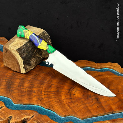 Faca Churrasco 8pol Aço Inox Brasil - Cabo Acrílico