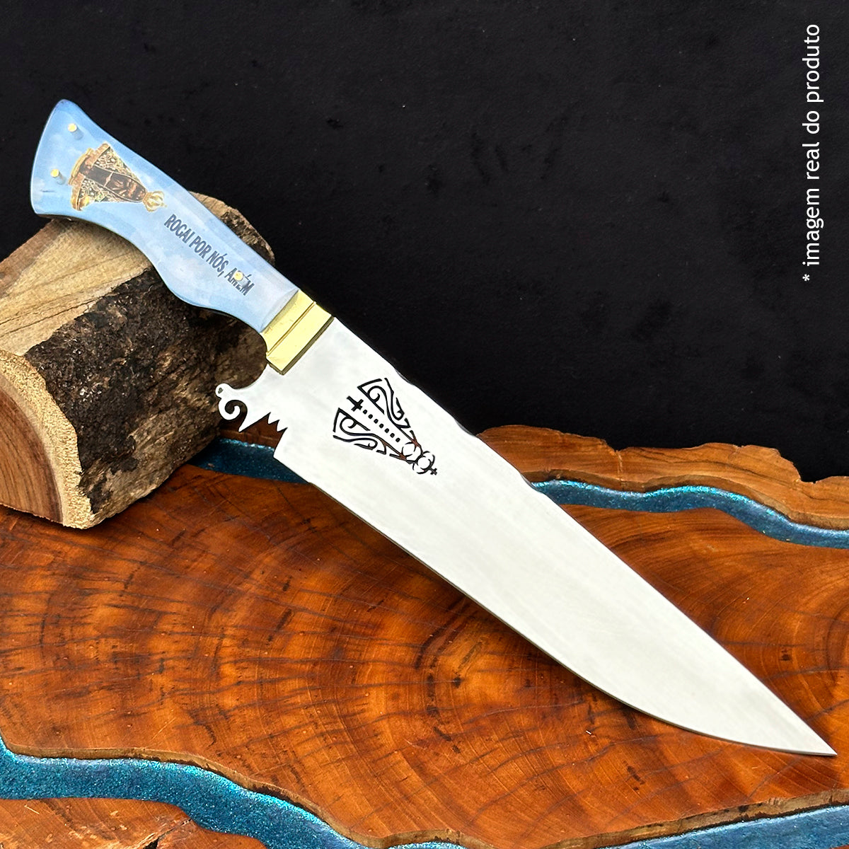 Faca Churrasco 10pol Aço Inox Nossa Senhora - Cabo Acrílico