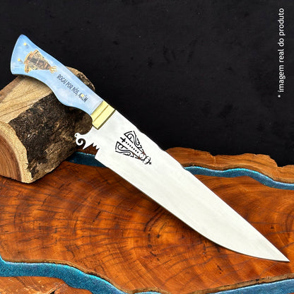 Faca Churrasco 10pol Aço Inox Nossa Senhora - Cabo Acrílico