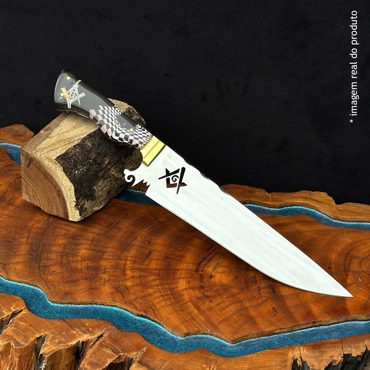 Faca Churrasco 10pol Aço Inox Maçom - Cabo Acrílico