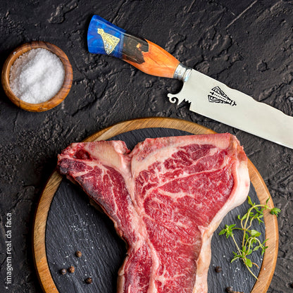 Faca Artesanal 10pol Aço Inox Nossa Senhora Híbrida