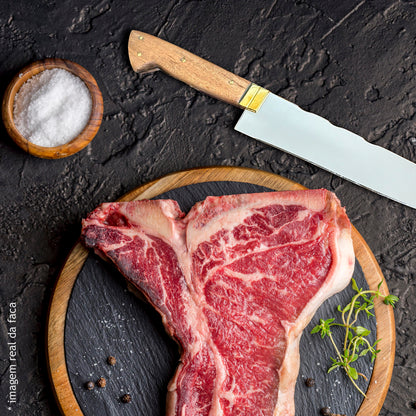 Faca Churrasco 10pol Aço Inox - Cabo Madeira Nobre