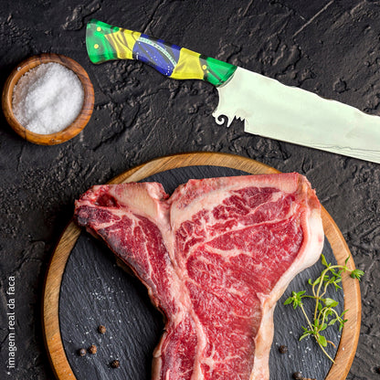 Faca Churrasco 8pol Aço Inox Brasil - Cabo Acrílico