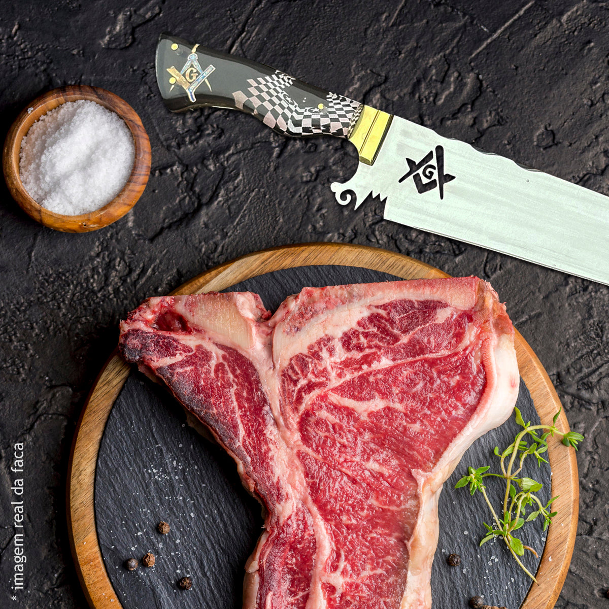 Faca Churrasco 10pol Aço Inox Maçom - Cabo Acrílico