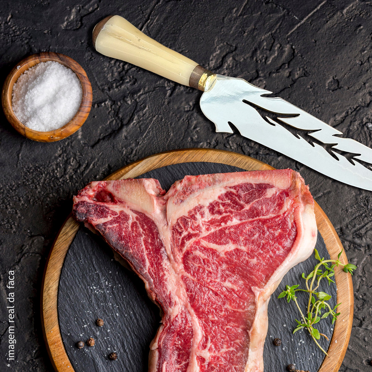 Faca Artesanal Folha 10pol Aço Inox - Cabo Osso Bovino