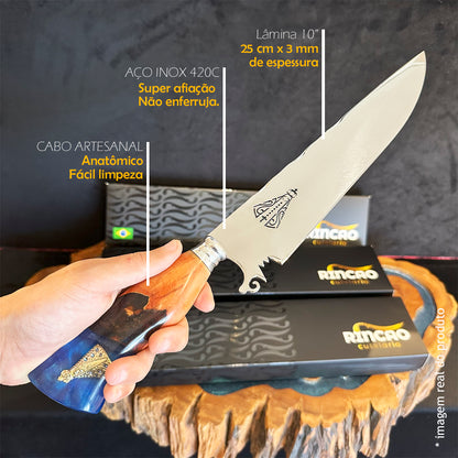 Faca Artesanal 10pol Aço Inox Nossa Senhora Híbrida