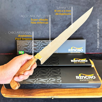 Faca Sorocabana 12pol Aço Inox 420c - Cabo Madeira