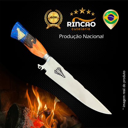 Faca Artesanal 10pol Aço Inox Nossa Senhora Híbrida